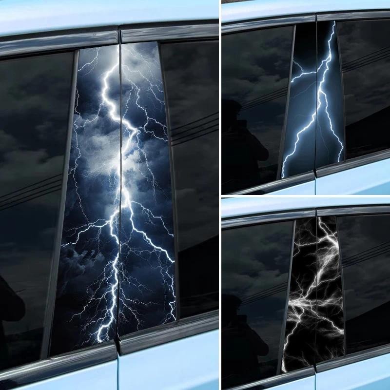 2 Pçs Relâmpago Adesivo De Carro Pilar B Decalque À Prova Dwaterproof Água DIY Forma Poste Da Porta Do Decorativo Univer