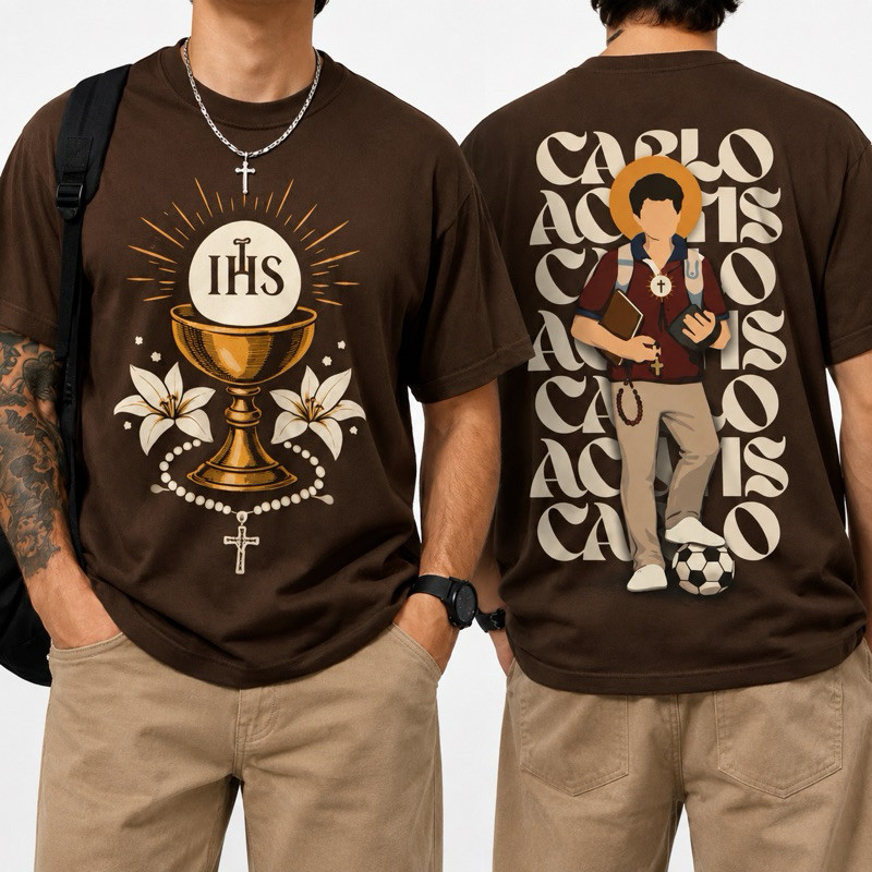 Camiseta Católica Carlo Acutis Masculina e Feminina Camisa Básica Religiosa Santo Jovem Algodão