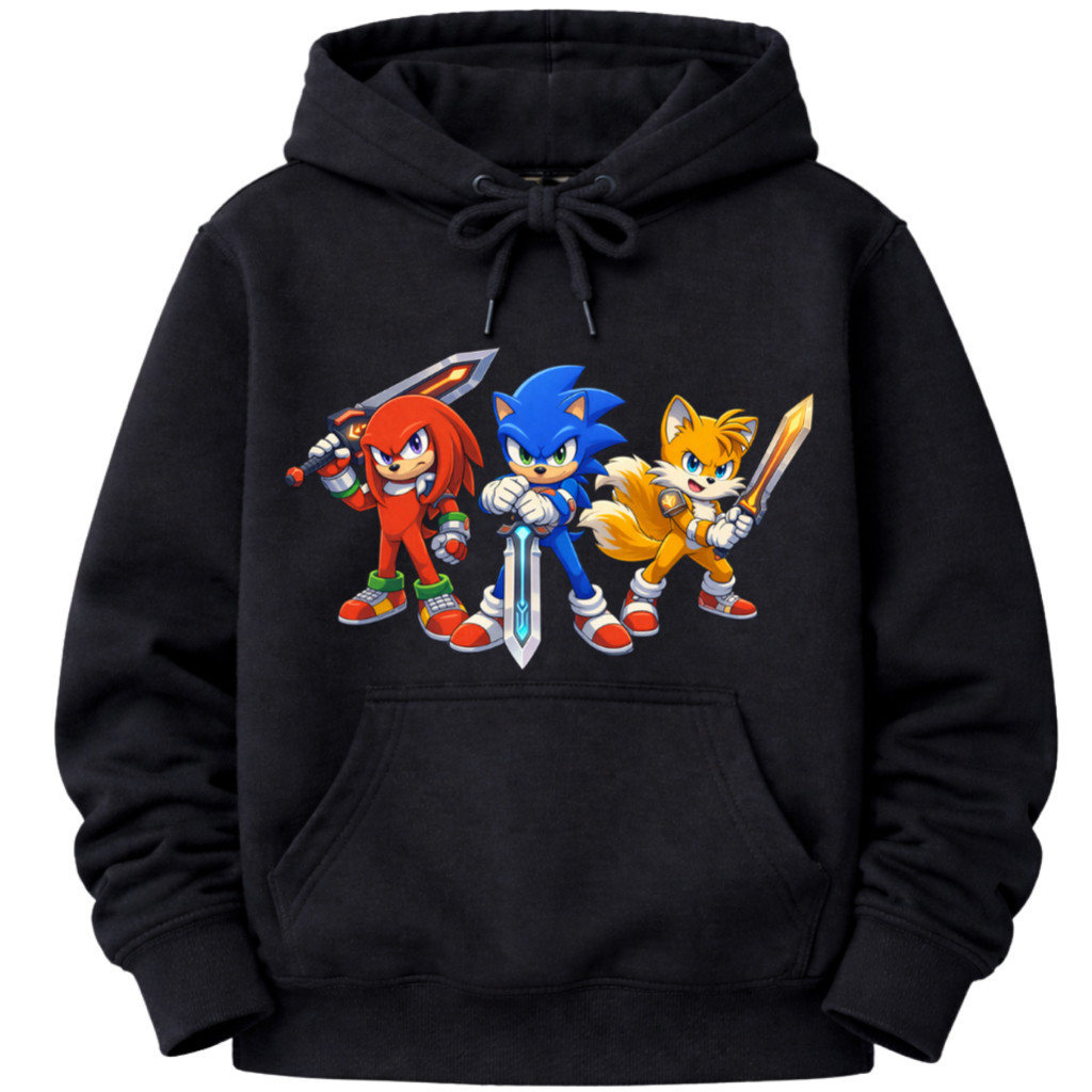 Moletom Infantil Canguru Premium Sonic Heroes Blusa de Frio Quentinha Top