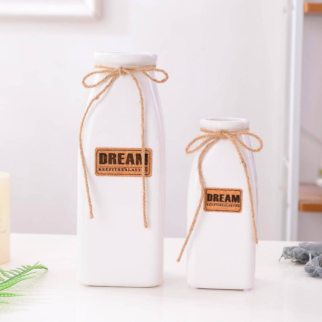 Literário pequeno fresco simples moderno INS branco rosa cinza estilo vaso de cerâmica vaso de flores mensal forneciment