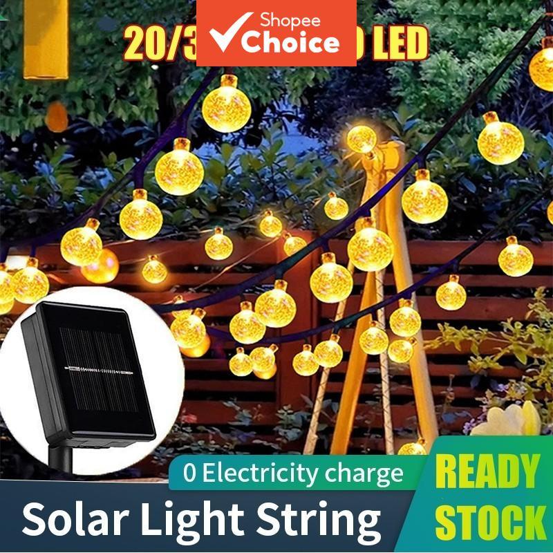 Luzes Solares Da Corda Bola De Cristal 100LED 12M , Decoração Impermeável Fada Para A Lâmpada Do Pátio Jardim
