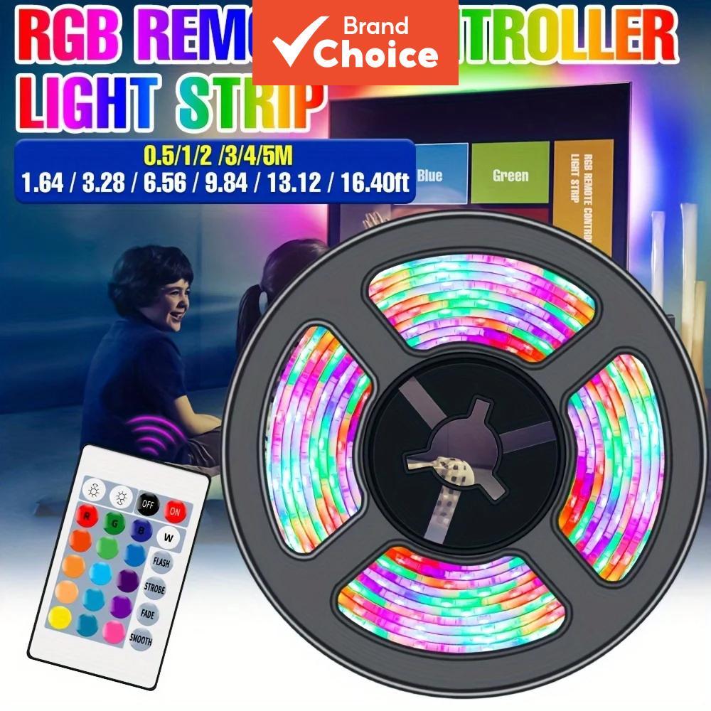 Fita de LED RGB 5m USB SMD5050 com controle remoto 24 teclas, fita flexível colorida para TV, tela de PC, iluminação