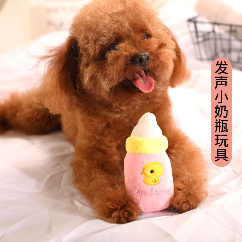 Voz pequena garrafa de bebê brinquedos para animais de estimação brinquedos molares brinquedos para cães Teddy Bichon br