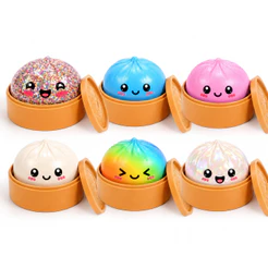 Dumpling Squishy Bolinho Baozi Brilhante Glitter Surpresa Pãozinho Macio Orbeez