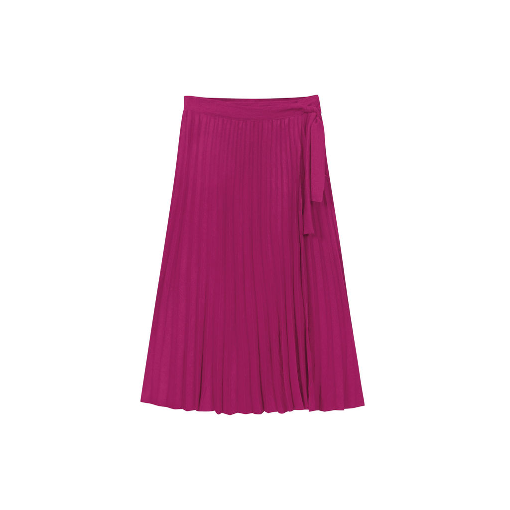 Saia Midi Plissada Feminina Marialícia Rosa