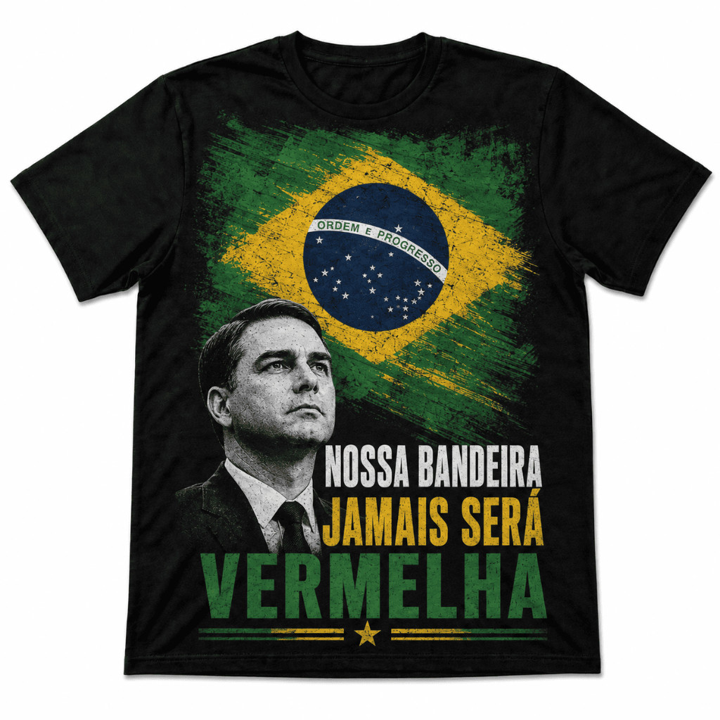 Camiseta Flávio Bolsonaro Unissex Preta Diversas Estampas Patrióticas para Escolher 100% Algodão Envio Rápido