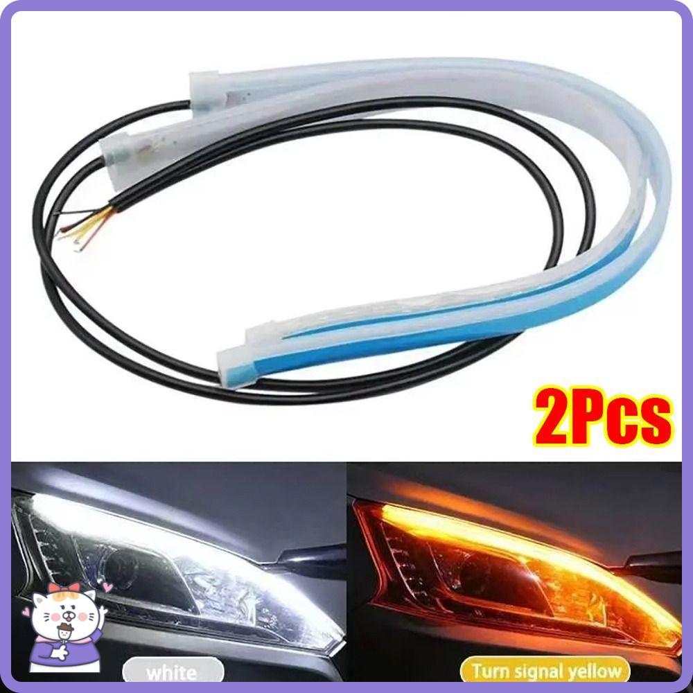 Faixa LED DRL 1/2 Unidades , Faróis Automotivos Universais De 30 Cm , Luzes De Fluxo De Freio Amarelas 12V