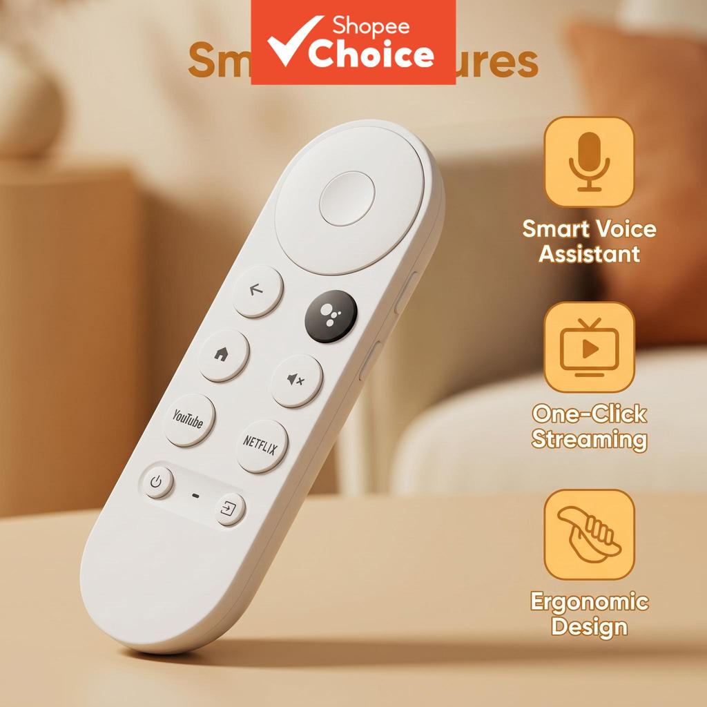 Controle Remoto de Voz para Google TV Chromecast 4K HD Bluetooth Controlador Inteligente G9N9N