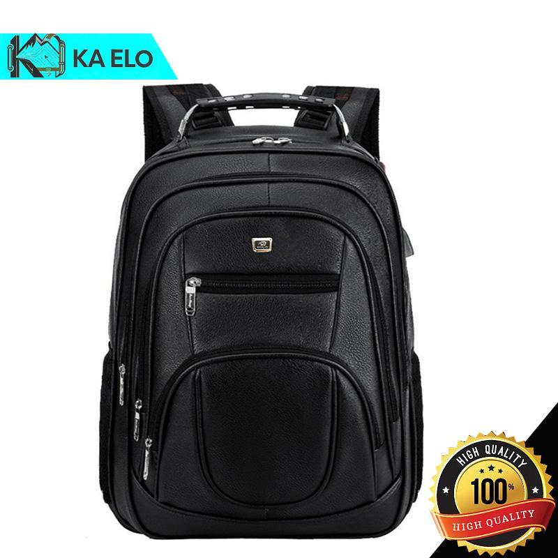 Mochila De Couro Grande Executiva Para Notebook Antifurto Senha Cabo De Aço Trabalho Faculdade Reforçada