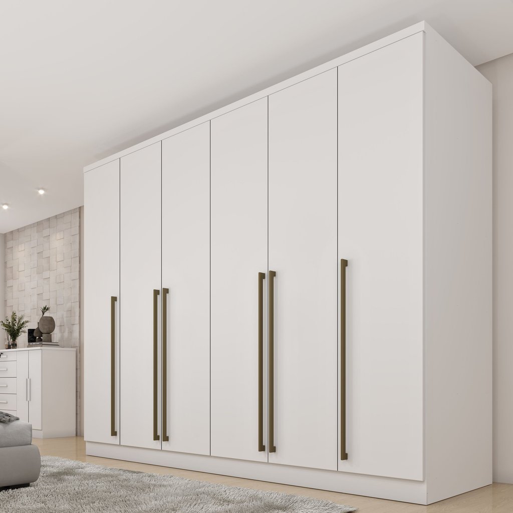 Guarda-Roupa Casal 6 Portas 8 Gavetas Yescasa Branco Neve Portugal Neve