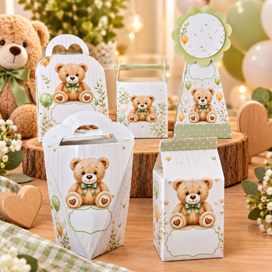 Kit Caixinhas Personalizadas Ursinho – Festa Infantil | Lembrancinhas