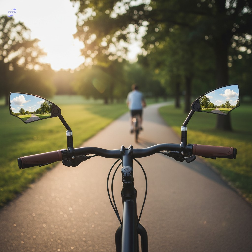 Espelho Retrovisor Ajustável Para Bicicleta , Lente Grande , Visão Ampla Motocicleta , E-Bike