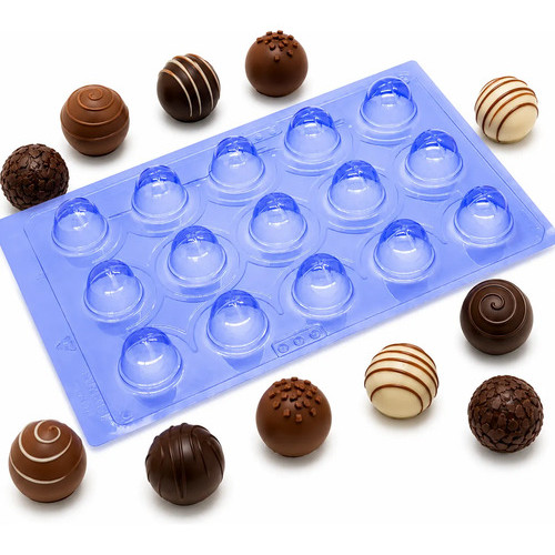 Forma Silicone 3 Partes Trufa Pequena 45g Profissional Azul