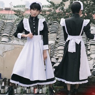 Vestido de empregada outono inverno orelha de gato saia longa cos vestido de empregada masculino Wear cosplay bonito jap