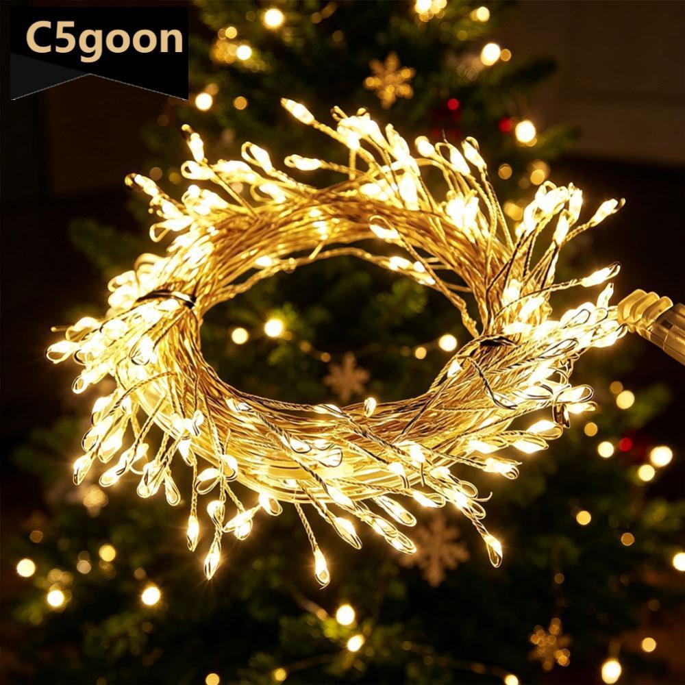 C5GOON 1.5M/3M/6M/9M LED Fio De Cobre Luzes De Corda De Fogos De Artifício Verde/Prata Caixa De Bateria À Prova D'água C