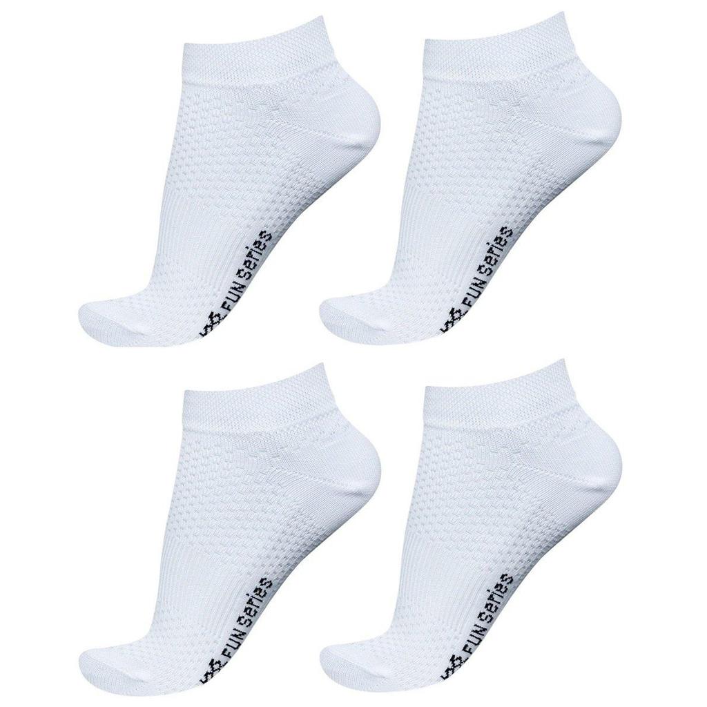 Meia HUPI Fun Kit 04 Pares Cano Baixo Corrida Poliamida Branca