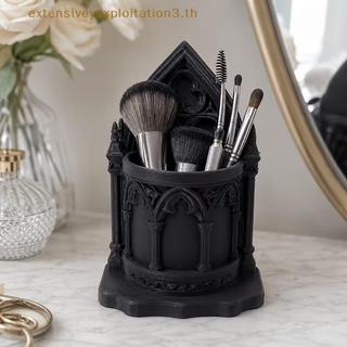 Casa EE Gótico Catedral Desktop Escova Titular 3D Bla Escultura Medieval Decoração De Armazenamento De Cosméticos Para E