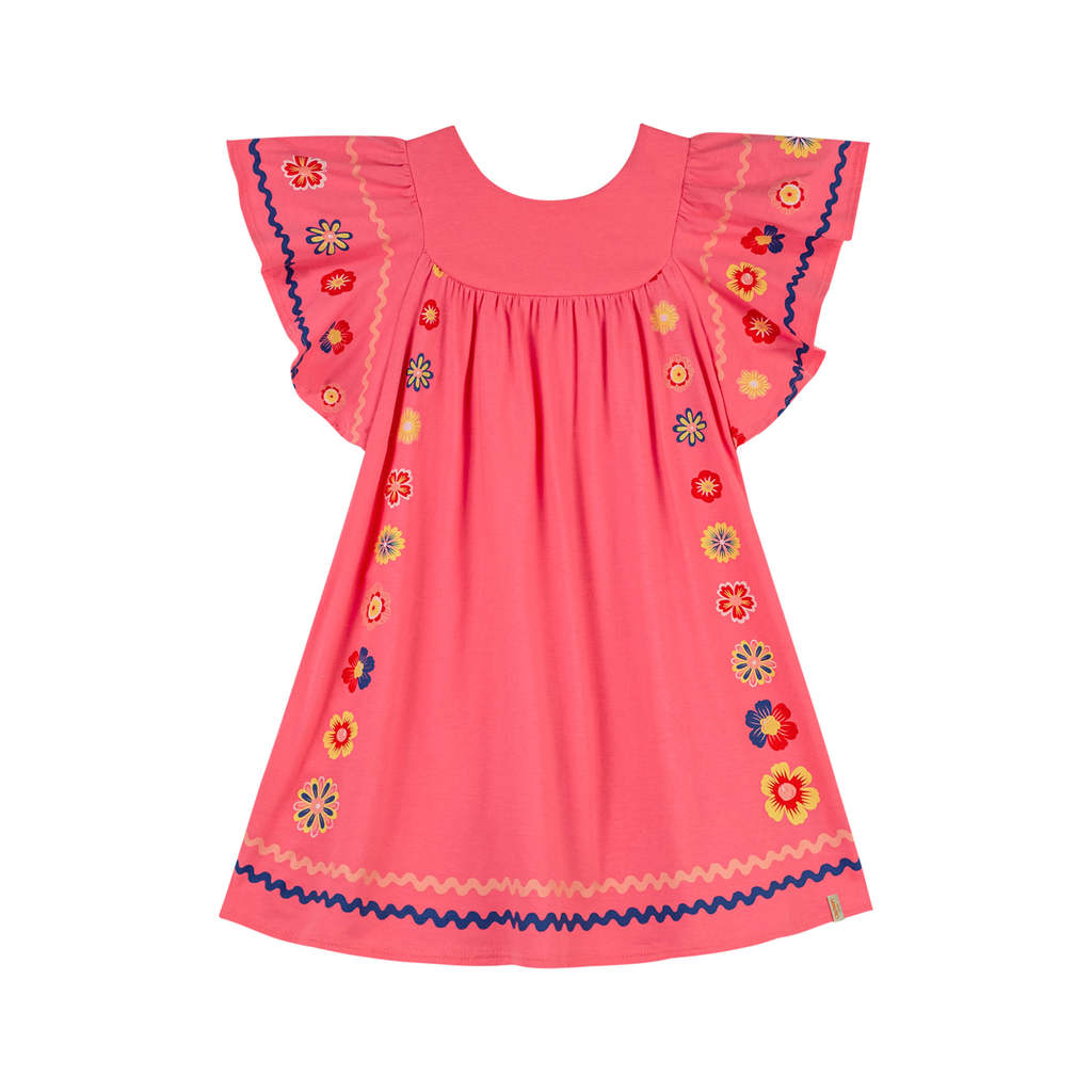 Vestido Infantil Menina Cantarim Floral Elian Rosa
