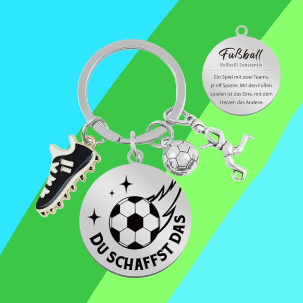 2 PeçAs, Chaveiro De AçO InoxidáVel Com Futebol