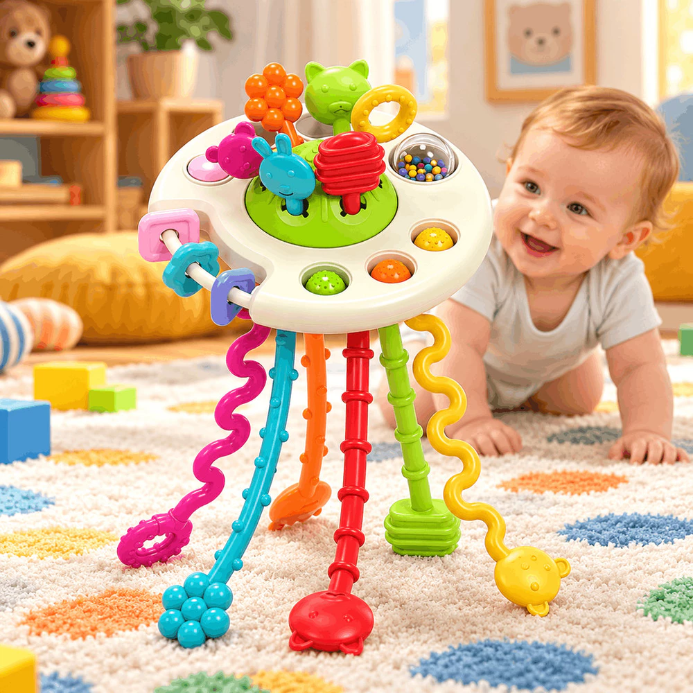 Brinquedos Sensoriais Para Bebês Montessori Mordedor Chocalho Tatil Interativo Polvo