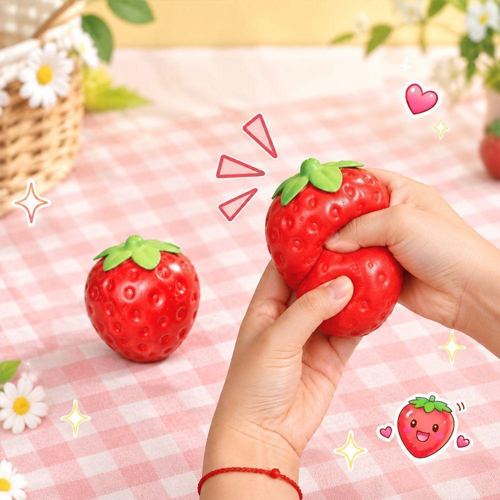 Squish Morango Fidget Toy Anti Stress Descompressão Satisfatório Divertido Stress Ball — imagem 2 de 2