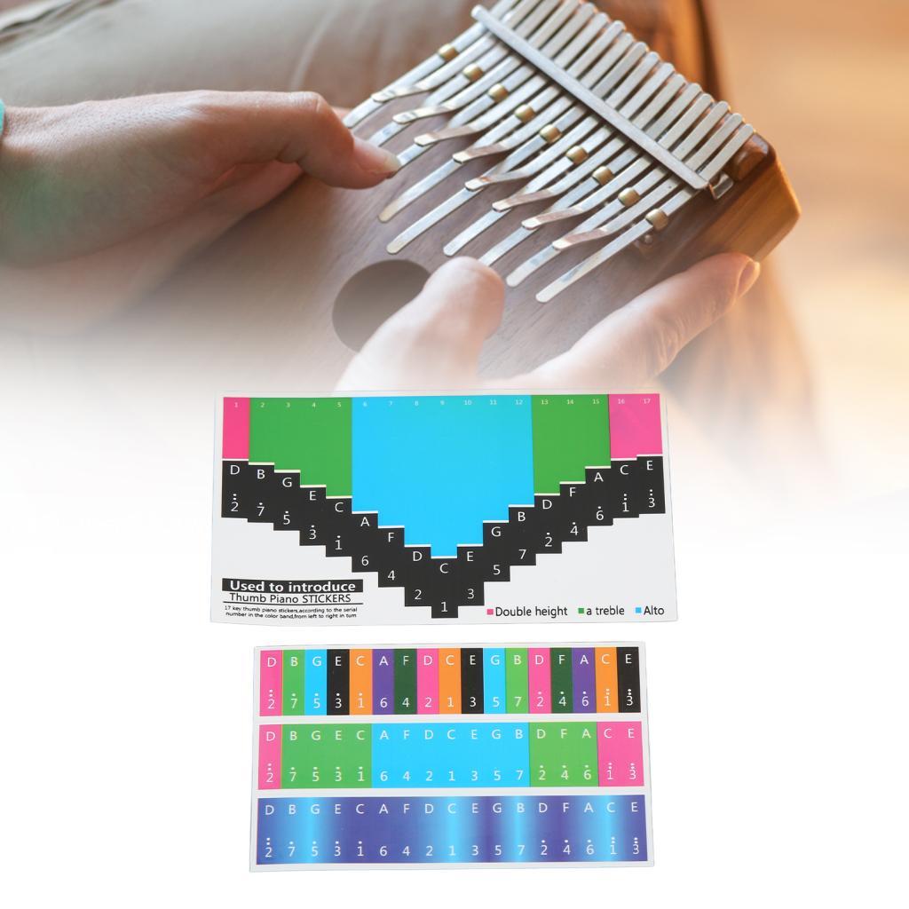 Adesivos Kalimba coloridos Xixian para piano de polegar Decalques de notas musicais com números Etiquetas de chaves de