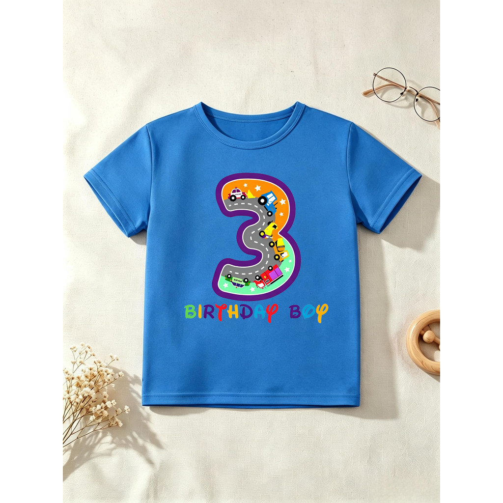 3o Aniversário Menino Veículo De Construção Bulldozer E Caminhão Impresso T Camisa Meninos O Melhor Camiseta Crianças Ro