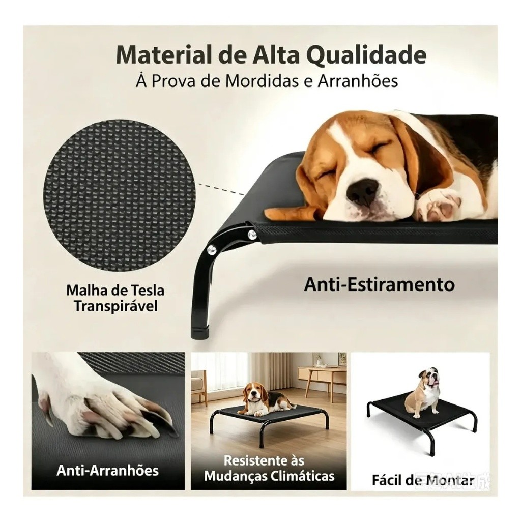 Cama Cachorro Pet Grande Suspensa Ortopédica Tamanho 90x60cm Yesop — imagem 2 de 2