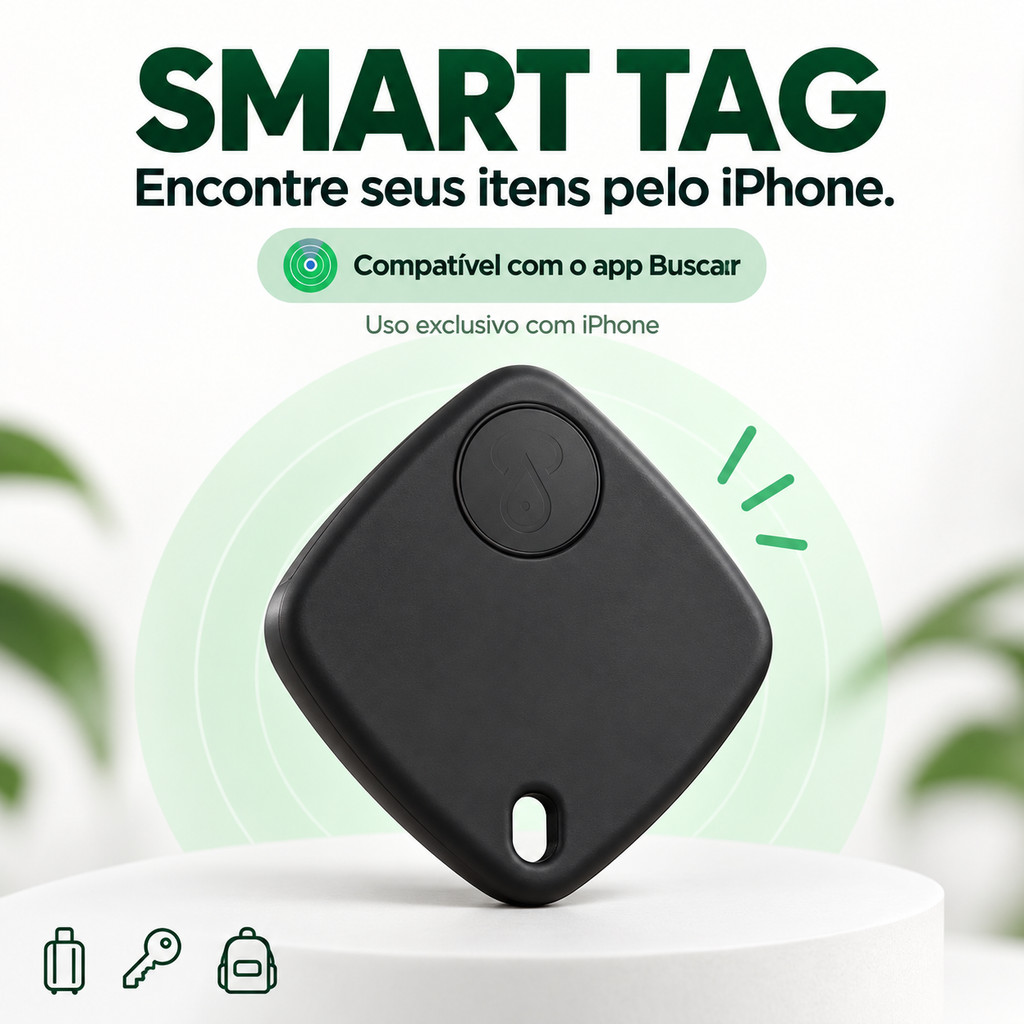 Smart Tag Rastreador Localizador para iPhone App Buscar GPS AirTag Mala Chaves Mochila e Pet
