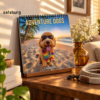 < salzburg > Planejador De Programação De Escritório , Calendário De Parede De Cachorro 2025 Exibição De Mesa Funcional 