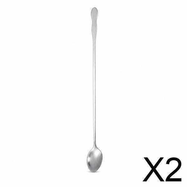 [Dadada2] Colher Longa De Aço Durável Para Café Gelado E Sobremesa Talheres Com Cabo Ergonômico Ponta Pontiaguda