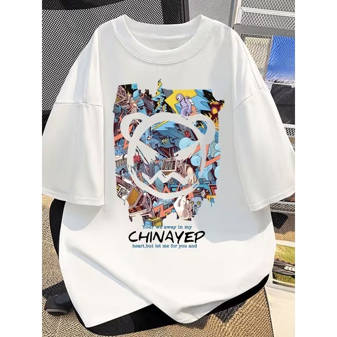Camiseta Feminina Manga Curta Estampada Urso Divertida Confortável Moderna Estilosa Moda Casual Tendência Verão
