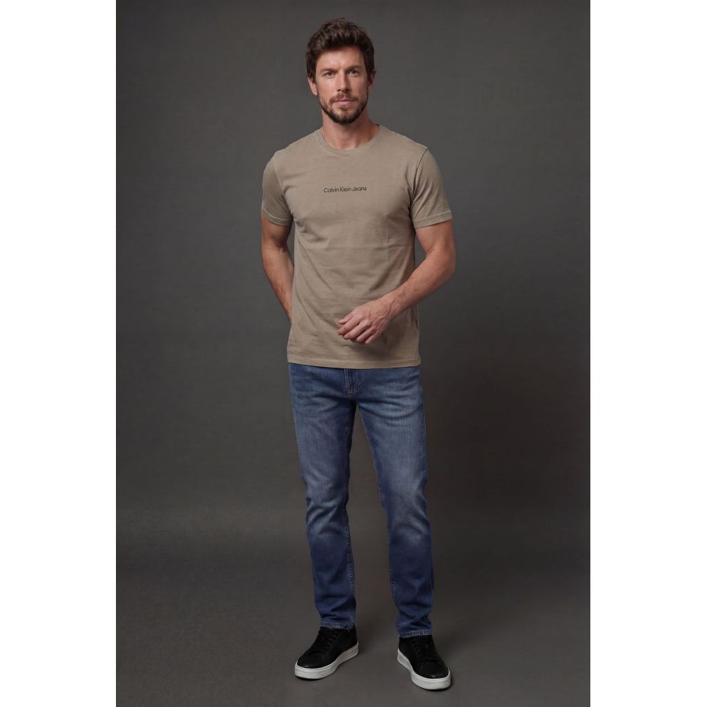 Camiseta Manga Curta Calvin Klein Jeans Masculino Logo Est. 1978 - Caqui Claro — imagem 2 de 2