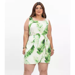 Shorts Saia Feminino Plus Size Secret Glam Bege