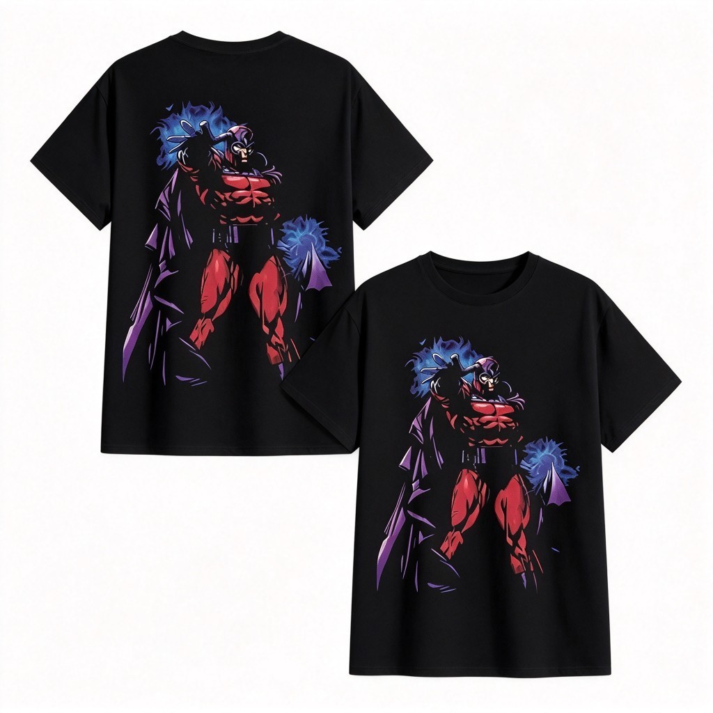Camiseta Unissex Premium De Algodão Estampa Super Herói Magneto Cor Preta Confortável Para Uso Casual Passeios E