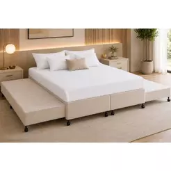 Cama Box c/2 Auxiliares Casal Poli Clean Castor 138x188x27