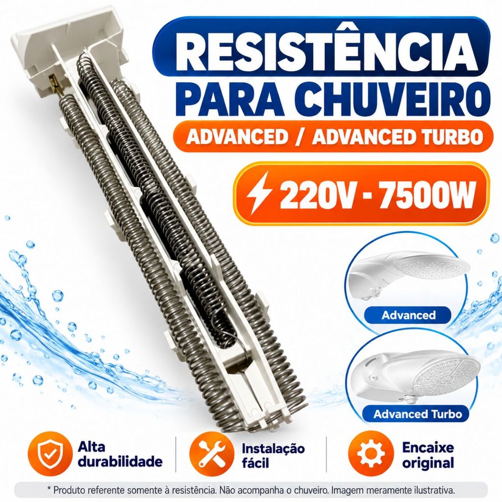 RESISTÊNCIA PARA CHUVEIRO ADVANCED 220V 7500W COMPATÍVEL LORENZETTI BANHEIRO UTILIDADE DOMÉSTICA