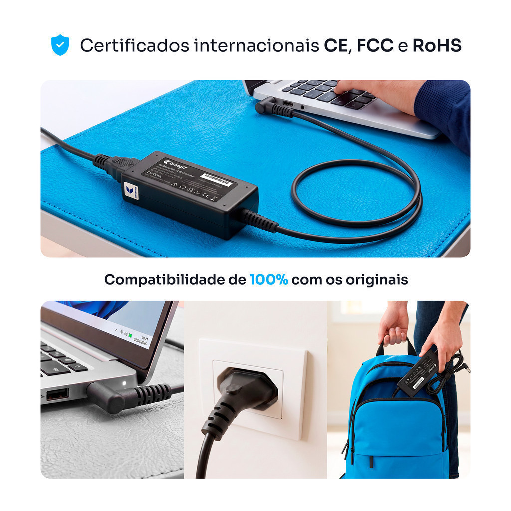 Fonte para Notebook compatível com Dell Inspiron 15-3520 19.5V 3.34A 65W — imagem 2 de 2