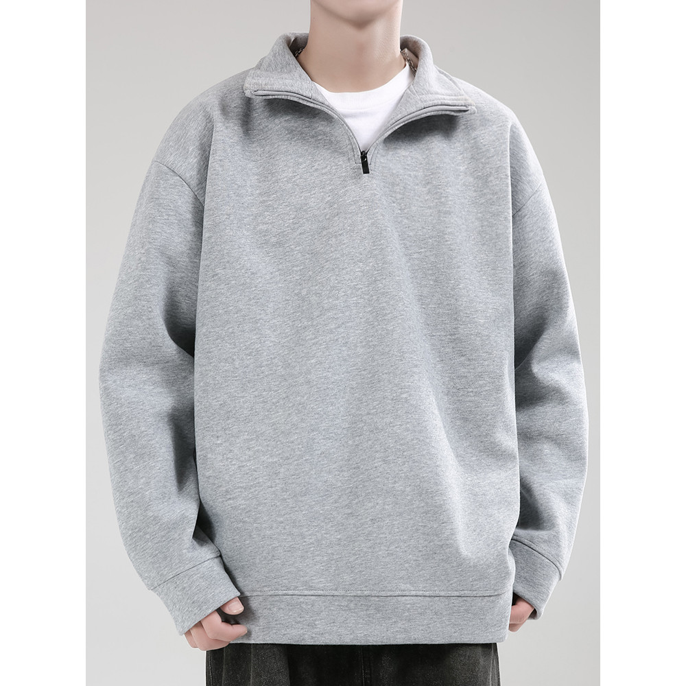 Primavera outono pesado cinza moletom masculino 2026 novo estilo gola alta rufião bonito jaqueta Casual meninos roupas m
