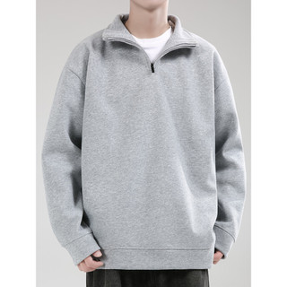 Primavera outono pesado cinza moletom masculino 2026 novo estilo gola alta rufião bonito jaqueta Casual meninos roupas m