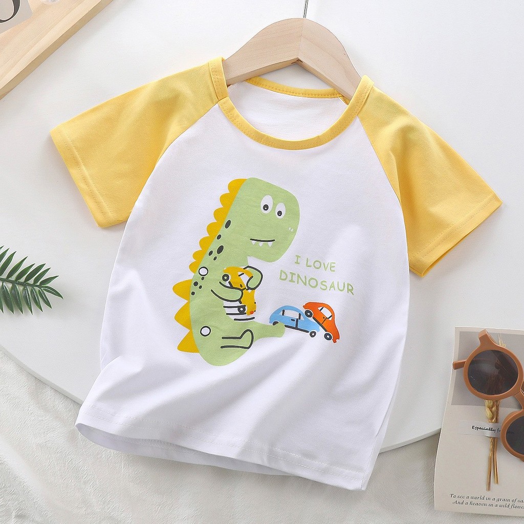 Crianças puro algodão de manga curta camiseta dos desenhos animados verão bonito roupas para meninos respirável confortá
