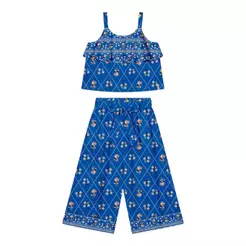 Conjunto Cantarim Infantil Menina Pantacourt Elian Azul