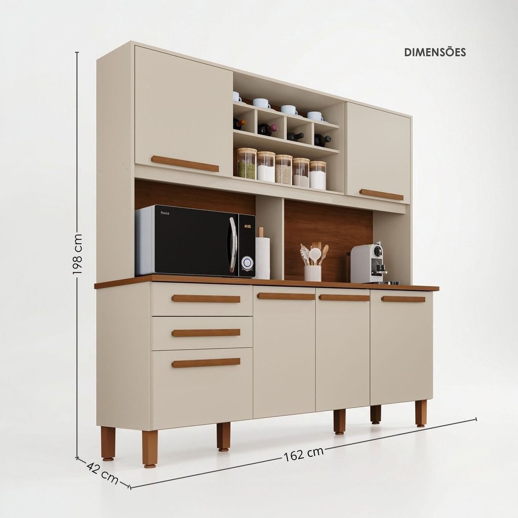 Cozinha Compacta 6 Portas 2 Gavetas Luna Plus Arenas Yescasa Arenas — imagem 2 de 2