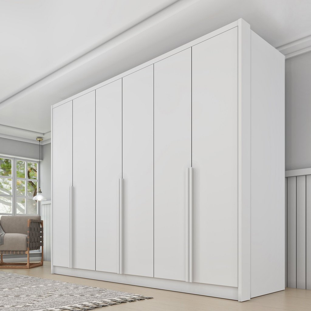 Guarda Roupa Casal 100% MDF 6 Portas 6 Gavetas Sol 243cm Yescasa Branco/Neve Neve