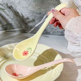 Novo estilo de duas cores cerâmica grande colher conjunto cm alongado aprofundado sopa doméstica Congee utensílios de me