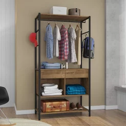 Guarda-Roupa Closet de Ferro Paris Espresso Móveis Demolição/Preto Marrom Demolição/Preto