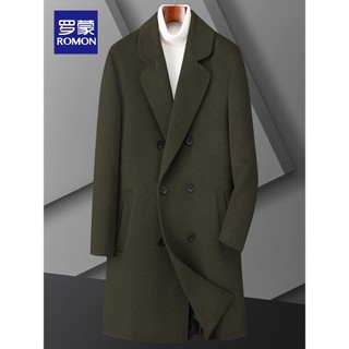 Lomon casaco de lã trespassado masculino de comprimento médio outono inverno algodão engrossado lã blusão gola Barge Woo