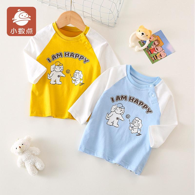 Pequenos pontos crianças camiseta de manga comprida infantil bebê menino puro algodão camisa de fundo primavera outono n