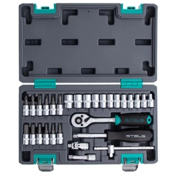 Jogo de Soquete sextavado 4 à 13 mm encaixe 1/4" com 29 pçs - 1410055 Stels
