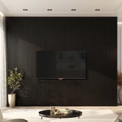 Kit de 6 Barras de Painel Ripado PVC Preto Bariri 270cm x 15cm Cobertura 2,43m² Preto